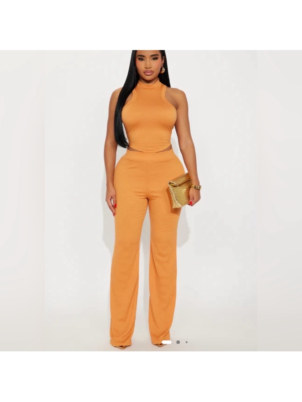 Slim Tank Wide-Leg 2 piece Orange set
